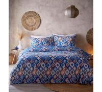Duvet set ethnic bedding Moroccan tile quilt cover pillow cases (Super King)