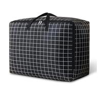 Duvet Storage Bag with Zips, 105L Large Moving Bag, Extra Large Thickened Storage Bag Waterproof Heavy Duty Oxford Laundry Bags, Duvet Bag Underbed Storage Bags, Clothes, Quilt, Blankets (Black Plaid)