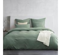 Duvetnova Super King Size Duvet Cover Sets Sage Green OEKO-TEX Ultra Soft Pre-Washed Microfibre Bedding Set Cotton-Like Feel with Zipper Closure 260 x 220 cm with 2 Pillow Cases All-Season