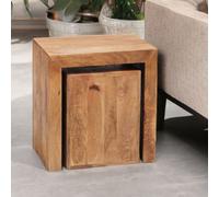 Duvid Light Mango Cubed Nest of 2 Tables IH Design Brown One Size