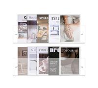 DuvinDD 2 Pack Acrylic Magazine Holder Acrylic Wall Shelves Floating Bookshelf Wall Mounted Magazine Rack Transparent Display Storage Shelf for Home,Office,Living Room, 60CM