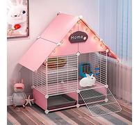 DuvinDD 2-Story Small Rabbit Cage Indoor Bunny Hutch with 2 Deep Pull-Out Trays and Urine Guard, Guinea Pig Cage Metal Wire Netting Villa, Small Animals House for Ferret, Chinchilla, Hedgehog