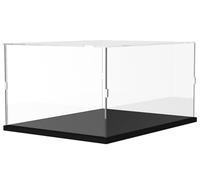 DuvinDD Acrylic Display Case Clear Large Box for Lego Star Wars 75375 Starship Model Collectibles Showcase Dustproof Countertop Plastic Display Box Cube with Black Base (15.7x11.8x7.9 inch)