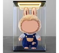 DuvinDD Acrylic Display Case for Labubu Popmart The Monsters, 15.74 inch Tall Display Box with 3D LED Light Top for Bearbrick 400%, Clear Dustproof Protective Collectibles Showcase