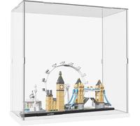 DuvinDD Acrylic Display Case for LEGO Architecture London for Paris for New York City,Clear Acrylic Display Box for Collectibles Dustproof Protection Showcase(30x15x30cm,White Base)