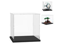 DuvinDD Acrylic Display Case for LEGO Botanicals Bonsai Tree 10281 for LEGO Editions Football Toy 43019,Clear Acrylic Display Box for Collectibles Dustproof Protection Showcase(25x25x25cm,Black Base)