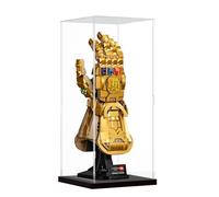 DuvinDD Acrylic Display Case for LEGO Infinity Gauntlet 76191 for LEGO Botanicals 10368,Clear Acrylic Display Box for Collectibles Dustproof Protection Showcase(15x15x35cm,Black Base)
