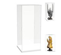 DuvinDD Acrylic Display Case for LEGO Infinity Gauntlet 76191 for LEGO Sauron Helmet 11373,Clear Acrylic Display Box for Collectibles Dustproof Protection Showcase（15x15x35cm,White Base)