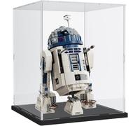 DuvinDD Acrylic Display Case for LEGO Star Wars Helmets Sets for LEGO R2D2,Clear Acrylic Display Box for Collectibles Dustproof Protection Showcase(20x20x25cm,Black Base)