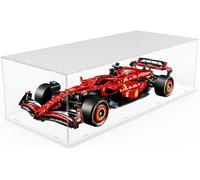 DuvinDD Acrylic Display Case for LEGO Technic F1 Ferrari McLaren Mercedes Red Bull Car, Clear Acrylic Display Box for Collectibles Dustproof Protection Showcase(70x30x20cm,White Base)