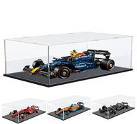 DuvinDD Acrylic Display Case for LEGO Technic Ferrari McLaren Mercedes Red Bull F1, Clear Acrylic Display Box for Collectibles Dustproof Protection Showcase(65x35x20cm,Black Base)