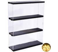 DuvinDD Acrylic Display Case Wall Mounted Funko POP Shelves, Clear Collectibles Showcase Display Cabinet with Sliding Door for Lego Figure Dustproof Hot Wheels Storage Box Black(11.8x3.3x14.8inch)