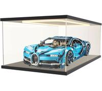 DuvinDD Acrylic Display Case with LED for LEGO Ferrari Daytona SP3 for Mclaren p1 for Porsche 911,Clear Acrylic Display Box for Collectibles Dustproof Protection Showcase(60x30x20cm,Black)