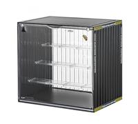 DuvinDD Display Case with Magnetic Door Display box for Mini Figures Pop Mart the Monsters Labubu Doll Lazy Yoga Crybaby Funko Pop Dustproof Protection Showcase for Collectibles (4 Tier, Black)