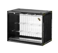 DuvinDD Display Case with Magnetic Door Display box for Mini Figures Pop Mart the Monsters Labubu Doll Lazy Yoga Crybaby Funko Pop Dustproof Protection Showcase for Collectibles (3 Tier,Black)