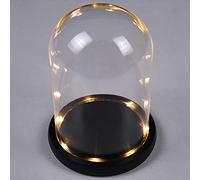 DuvinDD Glass Dome Cloche Decorative Tabletop Bell Jar Display Case with LED Light Base, 3.94" D X 5.11" H