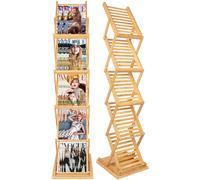 DuvinDD Magazine Rack Floor with 5 Pocket,Catalog Literature Rack Brochure Display Stand, 57 inch Height, Foldable and Portable Wooden Display Rack for File Flyer for Home Office Exhibition Trade Show