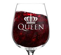 DuVino Queen Funny Wine Glass (12.75 oz.) - Ideal for Red Wine, White Wine and Champagne - Personalized Gag Gift for Women and Wine Enthusiasts - Great for Mom, Wife, Girlfriend or Sister