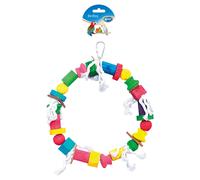Duvo+ Bird Toy Cotton Knot 30 Cm With Leather & Wood For Birds