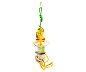 Duvo+ Bird Toy Groovy Wooden Pendant 10.5X10.5X35 Cm With Hemp Ropes