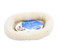 Duvo+ Cat Bed Oval Sheepskin Brown Soft & Cozy Washable 30°C