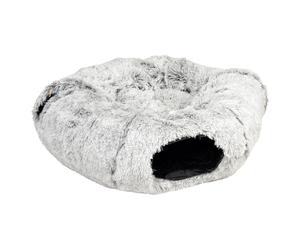 Duvo+ Cat Tunnel & Donut Bed Snug Light Gray, 80x80 Cm, Super Soft, Foldable