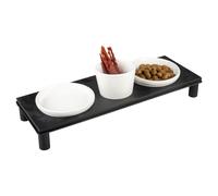 Duvo+ Dinner Set Buffet Cats White/Black 3 Ceramic Bowls Washable 41X14.5 Cm
