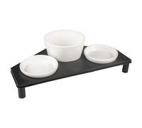 Duvo+ Dinner Set Stone Up Buffet For Dogs, 3 Bowls, White/Black