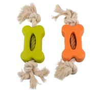 Duvo+ Dog Toy Eco Rubber Flat Bone 27X6.5Cm Bamboo/Rice Cotton