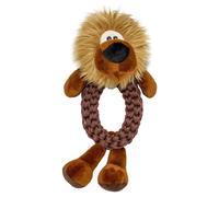 Duvo Dog Toy Lion Ring Brown 34X21X12Cm Nylon Rope Squeaker Plush