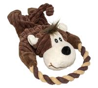 Duvo+ Dog Toy Zoo Friends Monkey With Rope 32.5Cm Brown Plush Squeaker
