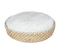 Duvo+ Dog Willow Bed Round Boho Beige/White With Cushion For Dog Sleeping Area