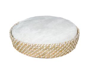 Duvo+ Dog Willow Bed Round Boho Beige/White With Cushion For Dog Sleeping Area