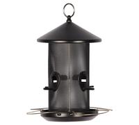Duvo+ Feeder Metal Tube Black For Garden Birds, 4 Places 20x20x32 Cm
