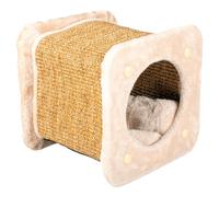 Duvo + Kratz-Tunnel Square Beige for Cats 30x30x28 CM with Pillow & Play Ball