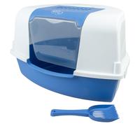 Duvo + Litter Tray Ariel Corner Light Blue/White 58x47x38 CM With Filter & Scoop