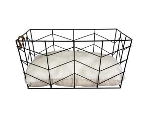Duvo+ Metal Basket Caviar Black For Dogs Including Cushion 40X29X19 Cm