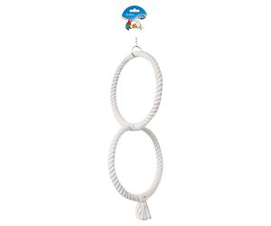 Duvo+ Parrot Toy 50Cm Cotton With 2 Rings White For Birds