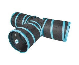Duvo+ Play Tunnel T-Bone Blue/Black 80x25 Cm For Cats, Foldable, Fun