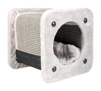 Duvo+ Scratching Tunnel Square Gray 30X30X28Cm For Cats With Cushion & Play Ball