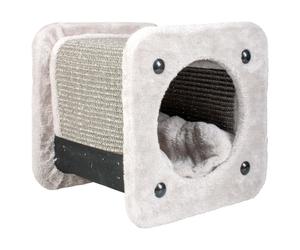 Duvo+ Scratching Tunnel Square Gray 30X30X28Cm For Cats With Cushion & Play Ball