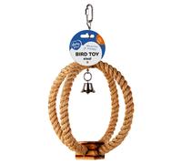 Duvo+ Sisal Ring Rope For Birds 33X22X22Cm With BBQ Block & Bell Beige