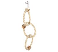 Duvo+ Triple Ring Sisal 56Cm With Wooden Block For Birds Climbing Toy