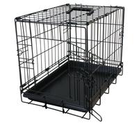 Duvo+ Wire Cage Dog Crate Black 2 Doors Anti-Slip Ideal For Home & Car
