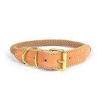 duvoplus, Halsband aus robustem und weichem Nylon mit Leder-Finish, Größe L - 51 - 59 cm/14 mm, Farbe: Taupe, ideal für Spaziergänge und abenteuerliche Expeditionen