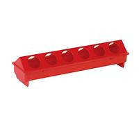 duvoplus, Plastic Poultry Feeder with Round Holes 51 x 12 x 11.5 cm Red, Birds, Red, Chicken