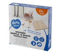 Duvoplus Sniffle'n Snack Wooden Puzzle Hao 19.7x19.5x2.5 cm Beige, Puzzle Game and Treats Made Wood, Stimulates the Natural Instinct of gnawing for Rabbits and Rodents