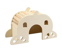 Duvoplus, Wooden House with S Bridge - 15 x 7 x 9 cm Brown, Quality Wood, Stimulates the Natural Instinct of gnawing - Hours of Fun to Play and Climb, for Small Rodents