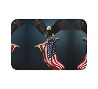 DUWAA 3d Bald Eagle Flying With American Flag Print Door Mat Indoor Outdoor Entrance Doormat Non Slip Rubber Backing Decorative For Home Front Entry