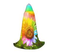 DUWAA 3d Colorful Sunflower Print Halloween Hooded Cloak Cape Medieval Style For Christmas Party, Cosplay Masquerade Costumes
